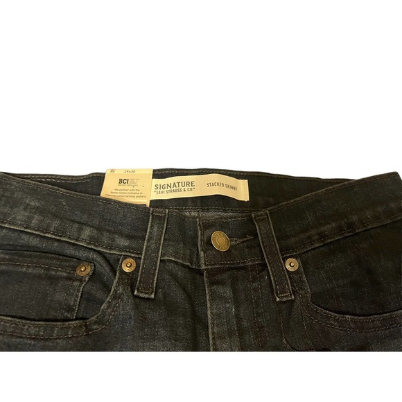 Signature Levi's Stacked Skinny Jeans Mens 29x30 Stretch Mid Rise Blue Dark Wash - Picture 8 of 11
